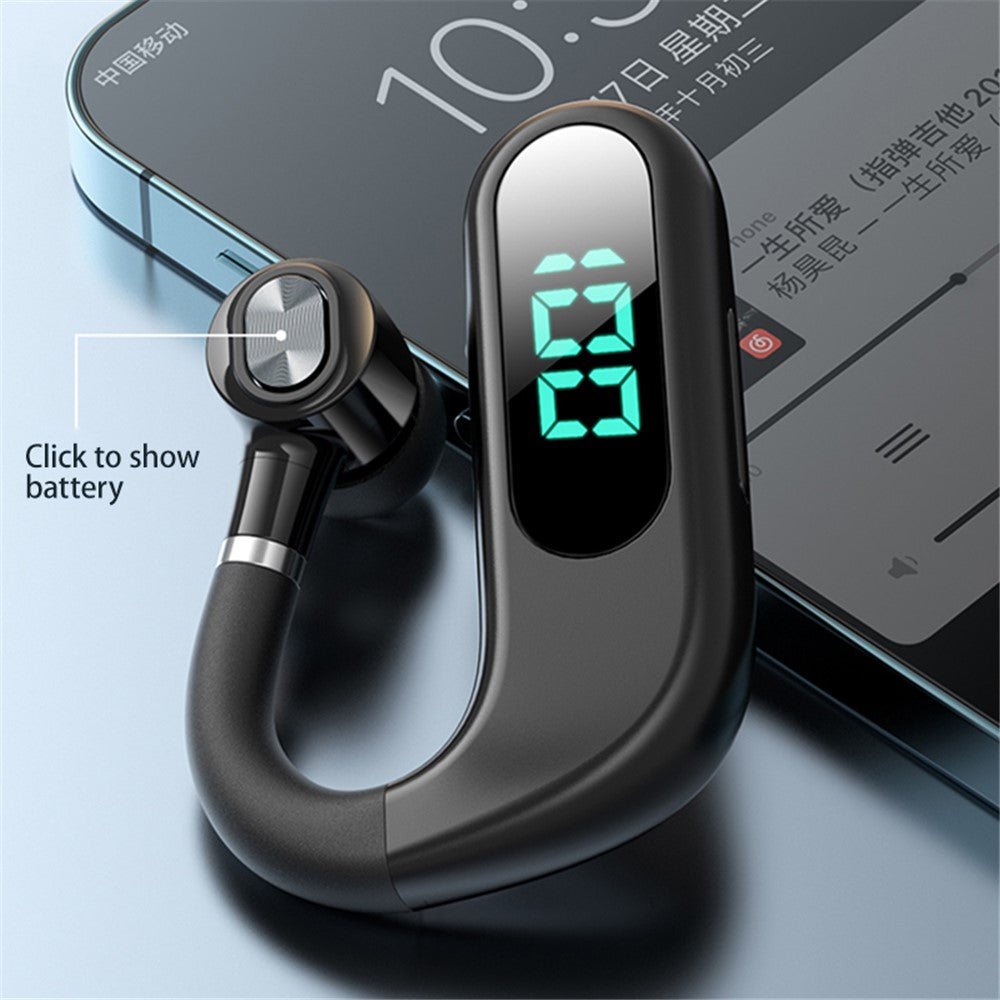 V13 Business Single Ear Earhook Wireless Bluetooth-compatible 5.2 Headset Hands-free Earphone with Smart Digital Display