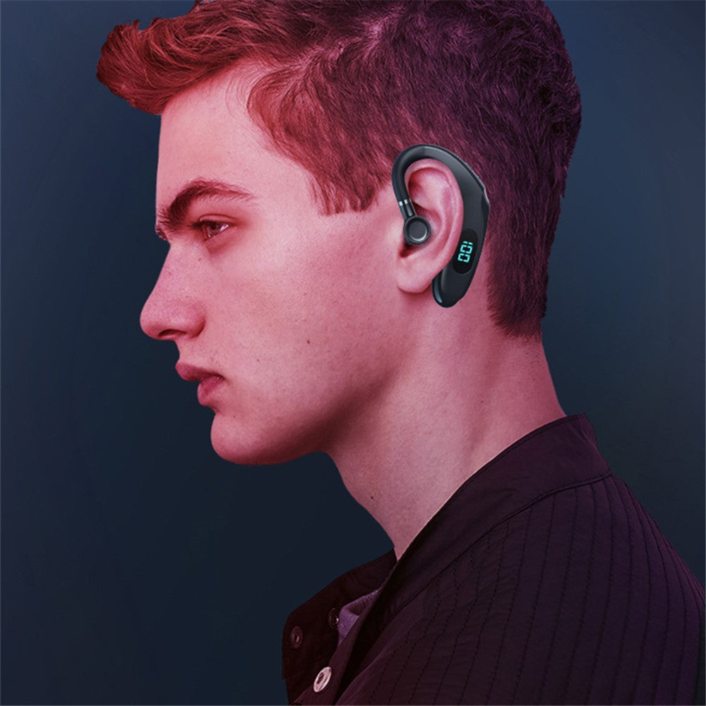 Q20 Wireless Bluetooth-compatible Headphones with LED Digital Display Single Ear Hook Earphones