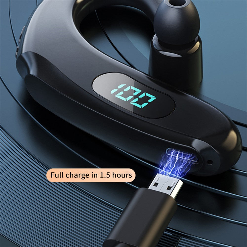 Q20 Wireless Bluetooth-compatible Headphones with LED Digital Display Single Ear Hook Earphones
