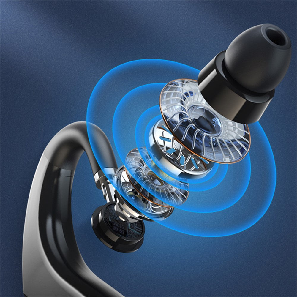 Q20 Wireless Bluetooth-compatible Headphones with LED Digital Display Single Ear Hook Earphones