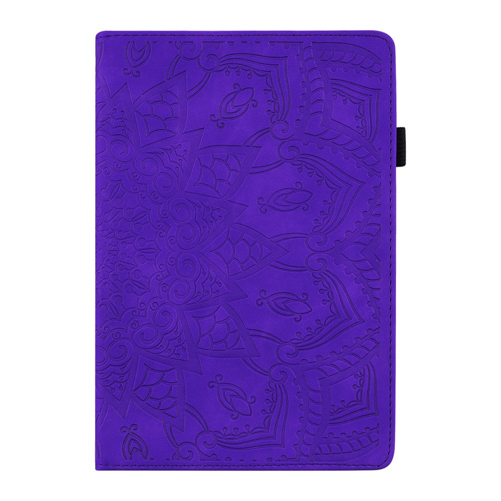 Flower Pattern Imprinting Flip Cover Stand Design Leather Tablet Case with Card Slots and Elastic Pen Holder Loop for Amazon Kindle Paperwhite 5 (2021)