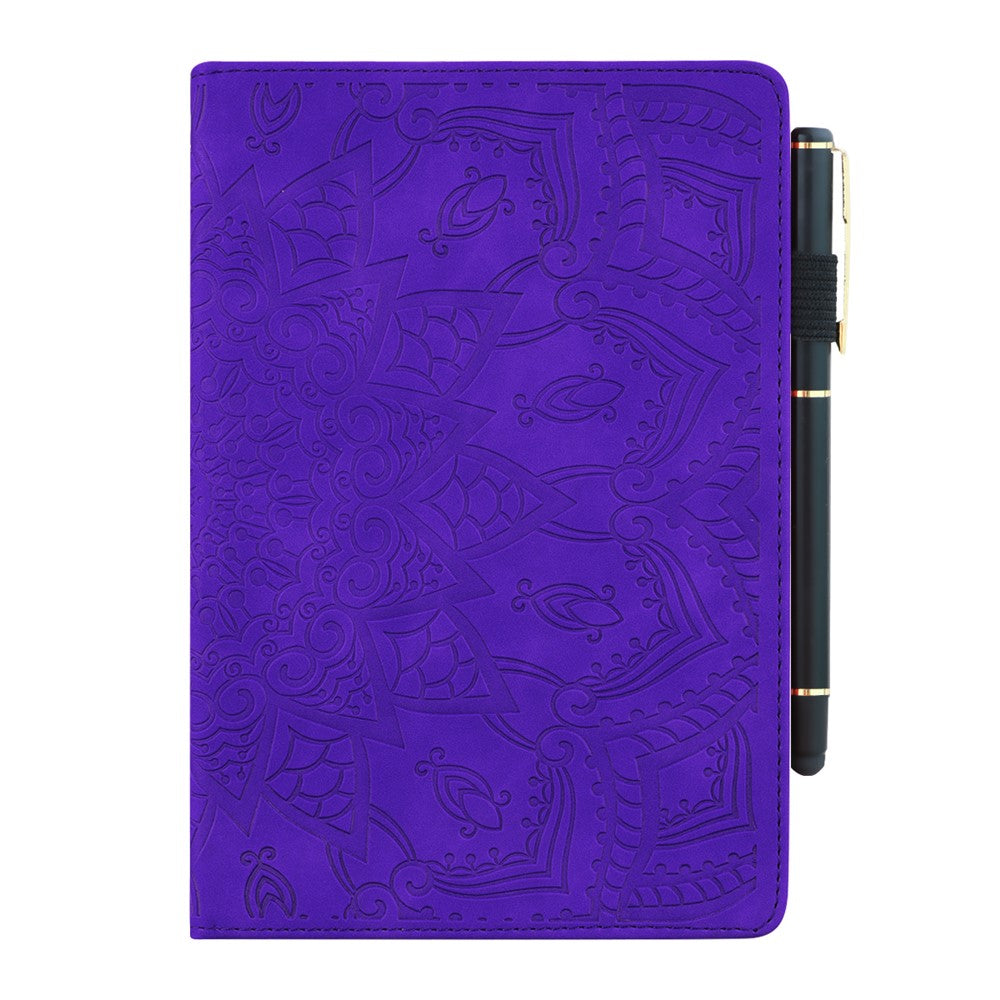 Flower Pattern Imprinting Flip Cover Stand Design Leather Tablet Case with Card Slots and Elastic Pen Holder Loop for Amazon Kindle Paperwhite 5 (2021)