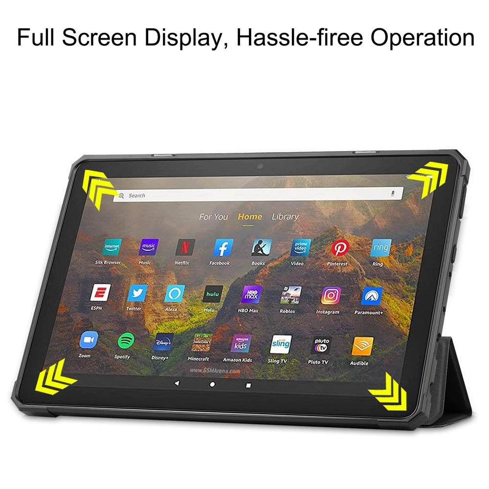 Tri-fold Stand Soft TPU Inner Shell + PU Leather Shell for Amazon Fire HD 10 (2021)