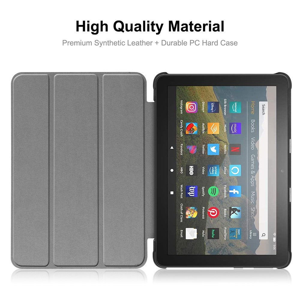 ENKAY HAT PRINCEE Fine Quality Tri-fold PU Leather Auto-wake/Sleep Smart Tablet Stand Case for Amazon Fire HD 8 (2020)/8 Plus (2020)