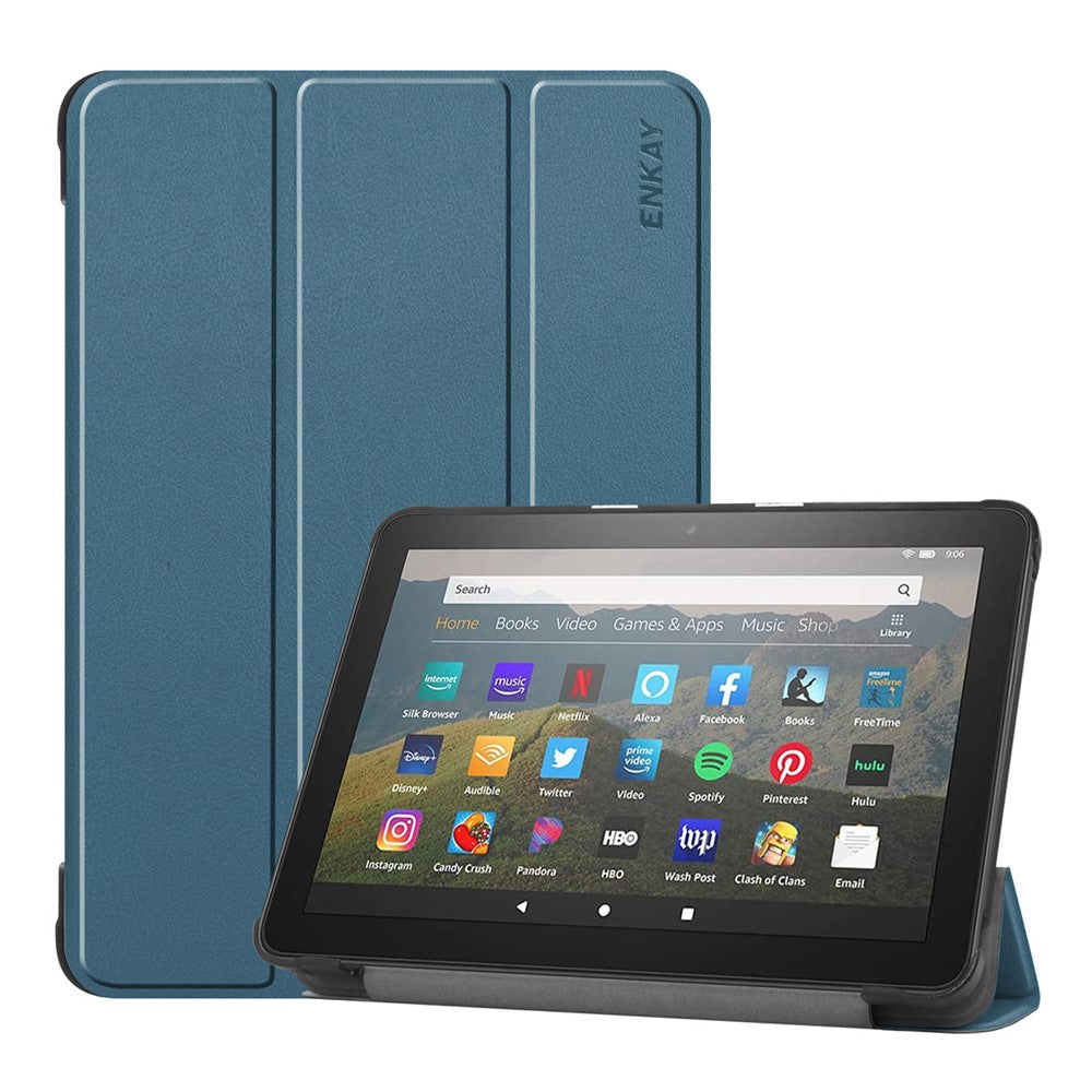 ENKAY HAT PRINCEE Fine Quality Tri-fold PU Leather Auto-wake/Sleep Smart Tablet Stand Case for Amazon Fire HD 8 (2020)/8 Plus (2020)