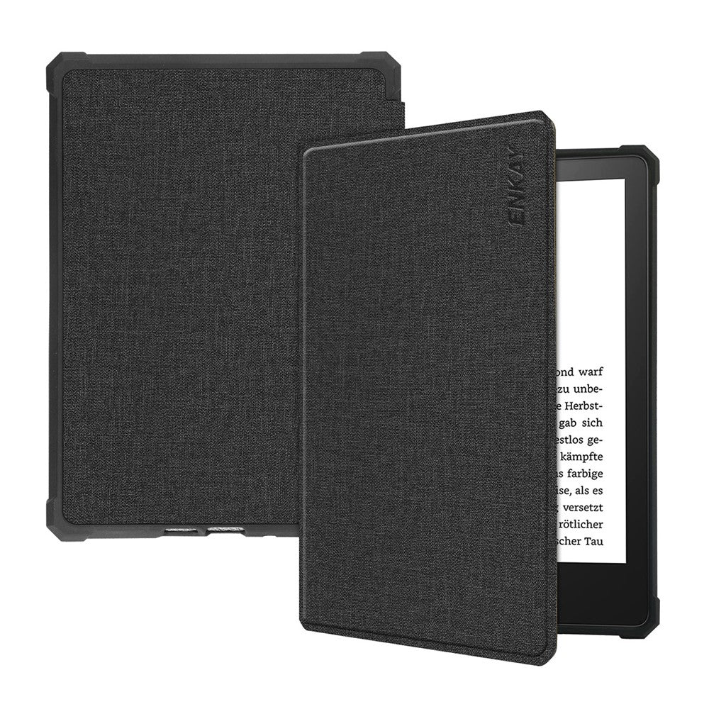 ENKAY HAT PRINCE For Amazon Kindle Paperwhite 5 (2021) Jean Cloth Texture Leather Cover with Auto Wake / Sleep