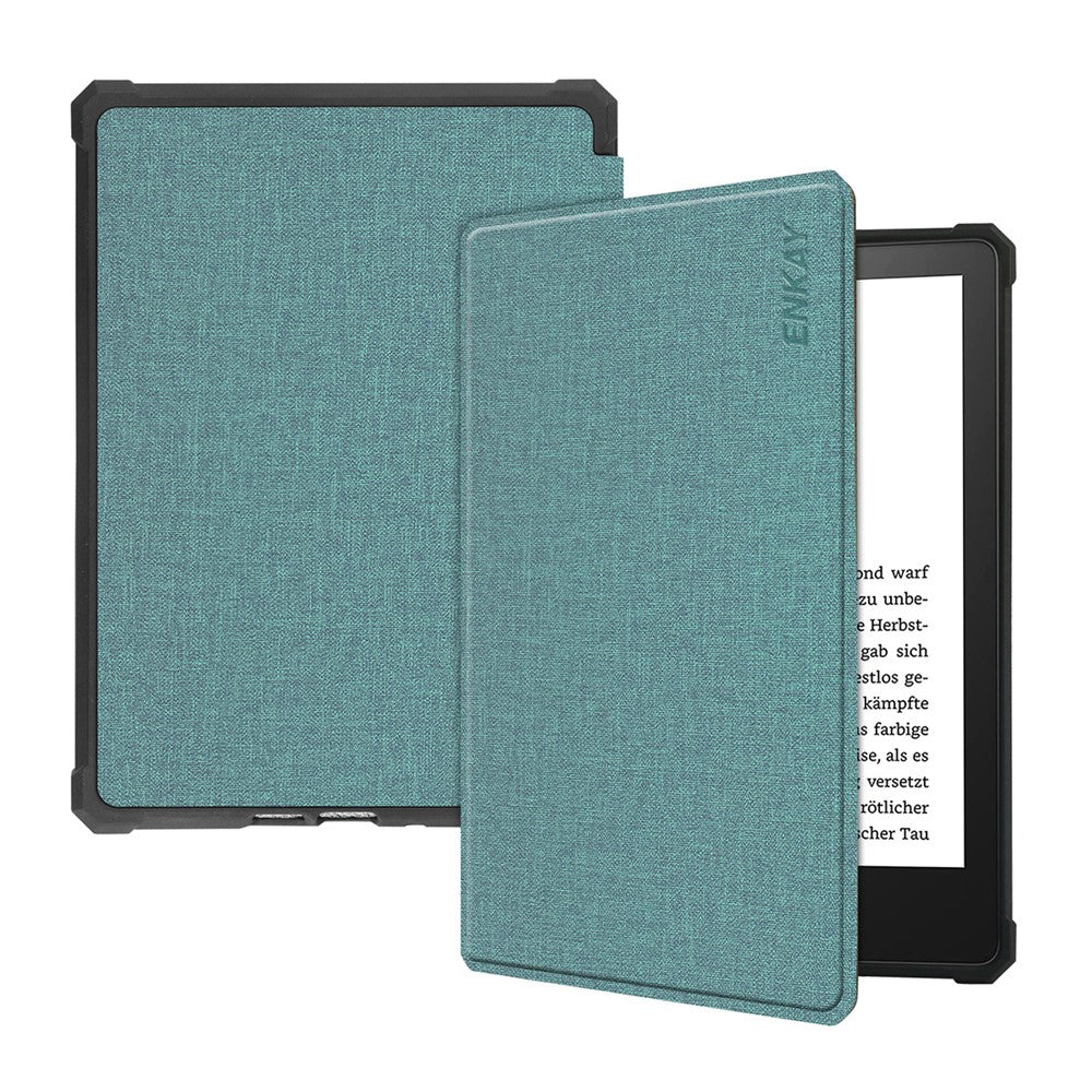 ENKAY HAT PRINCE For Amazon Kindle Paperwhite 5 (2021) Jean Cloth Texture Leather Cover with Auto Wake / Sleep