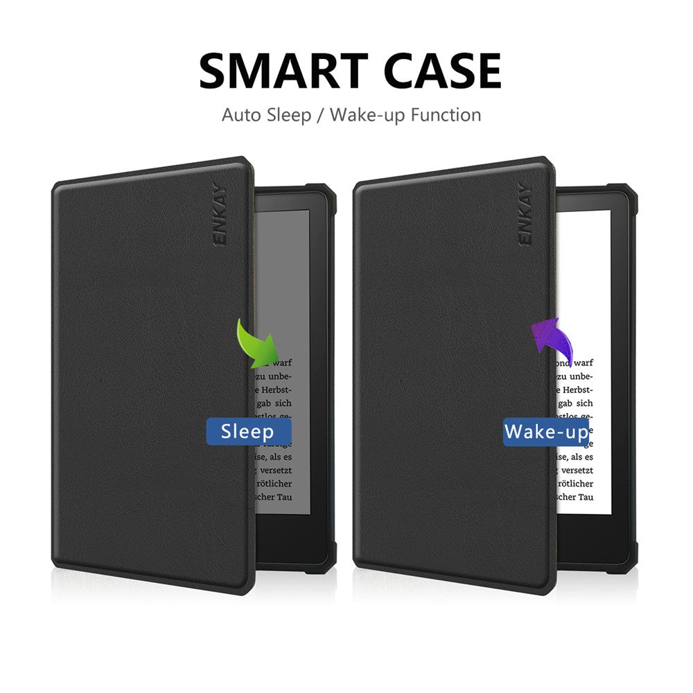 ENKAY HAT PRINCE Solid Color Auto Wake / Sleep PU Leather Protective Case Cover for Amazon Kindle Paperwhite 5 (2021)