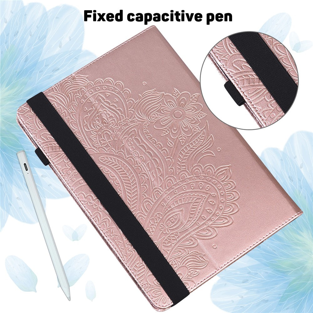 Flower Imprinted Card Slots Soft PU Leather Folding Stand Protective Case with Auto Sleep/Wake for Amazon Kindle Paperwhite 5 (2021)