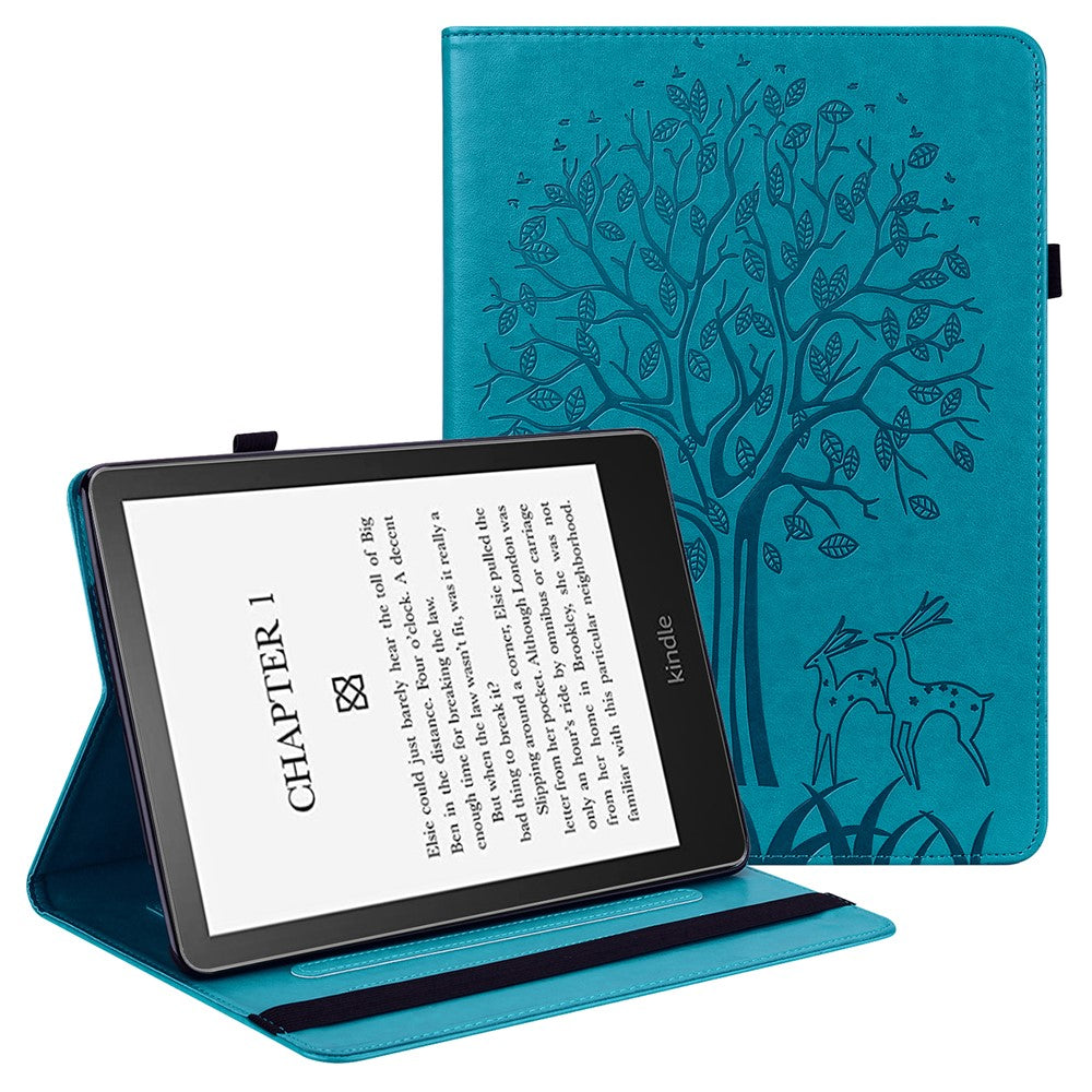 Tree Deer Imprinted PU Leather Stand Smart Auto Sleep / Wake Case with Card Slots for Amazon Kindle Paperwhite 5 (2021)