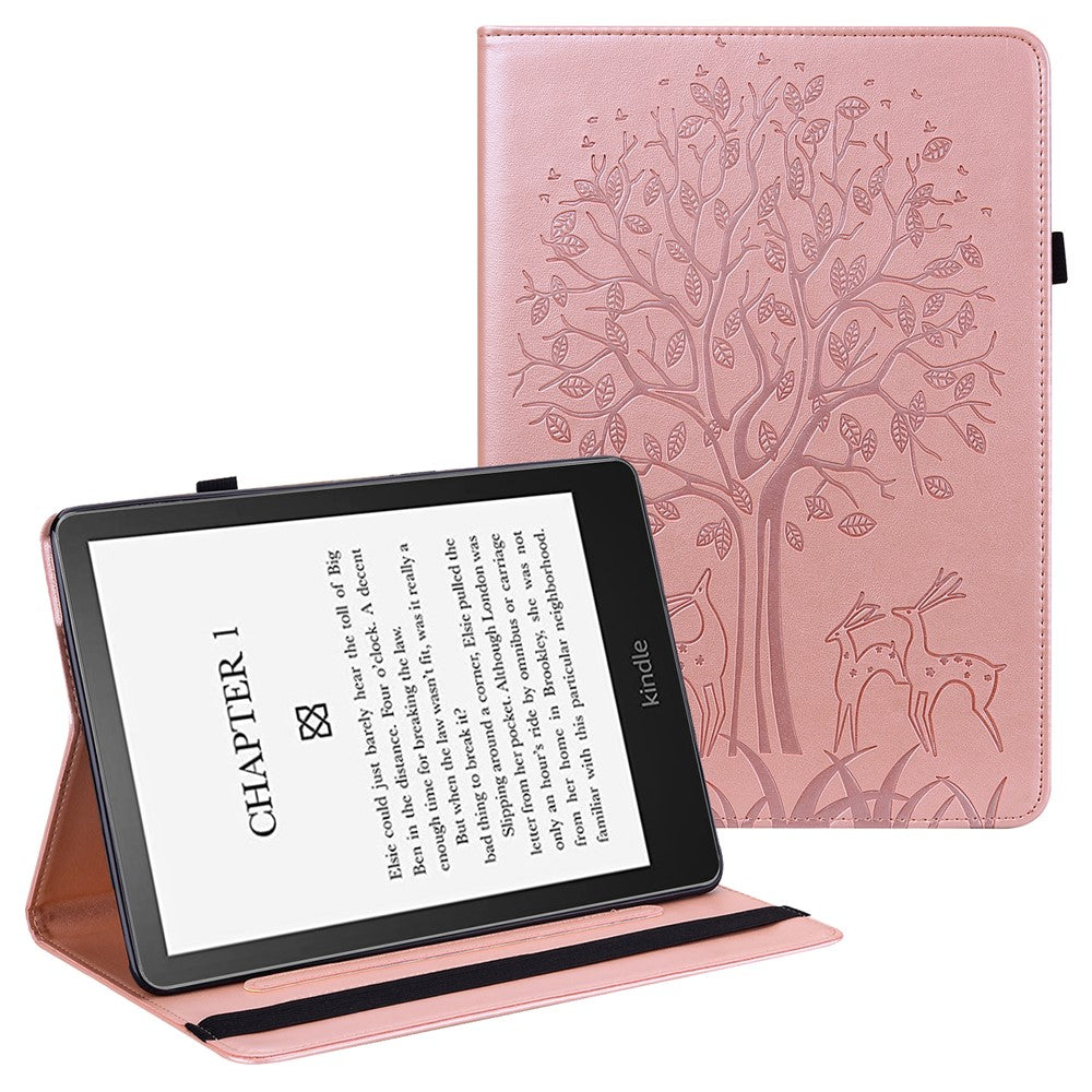 Tree Deer Imprinted PU Leather Stand Smart Auto Sleep / Wake Case with Card Slots for Amazon Kindle Paperwhite 5 (2021)