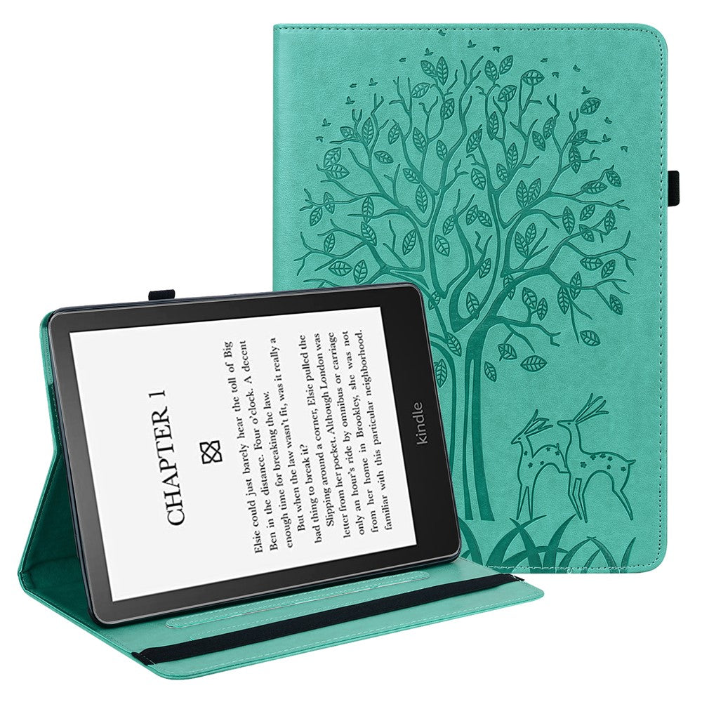 Tree Deer Imprinted PU Leather Stand Smart Auto Sleep / Wake Case with Card Slots for Amazon Kindle Paperwhite 5 (2021)