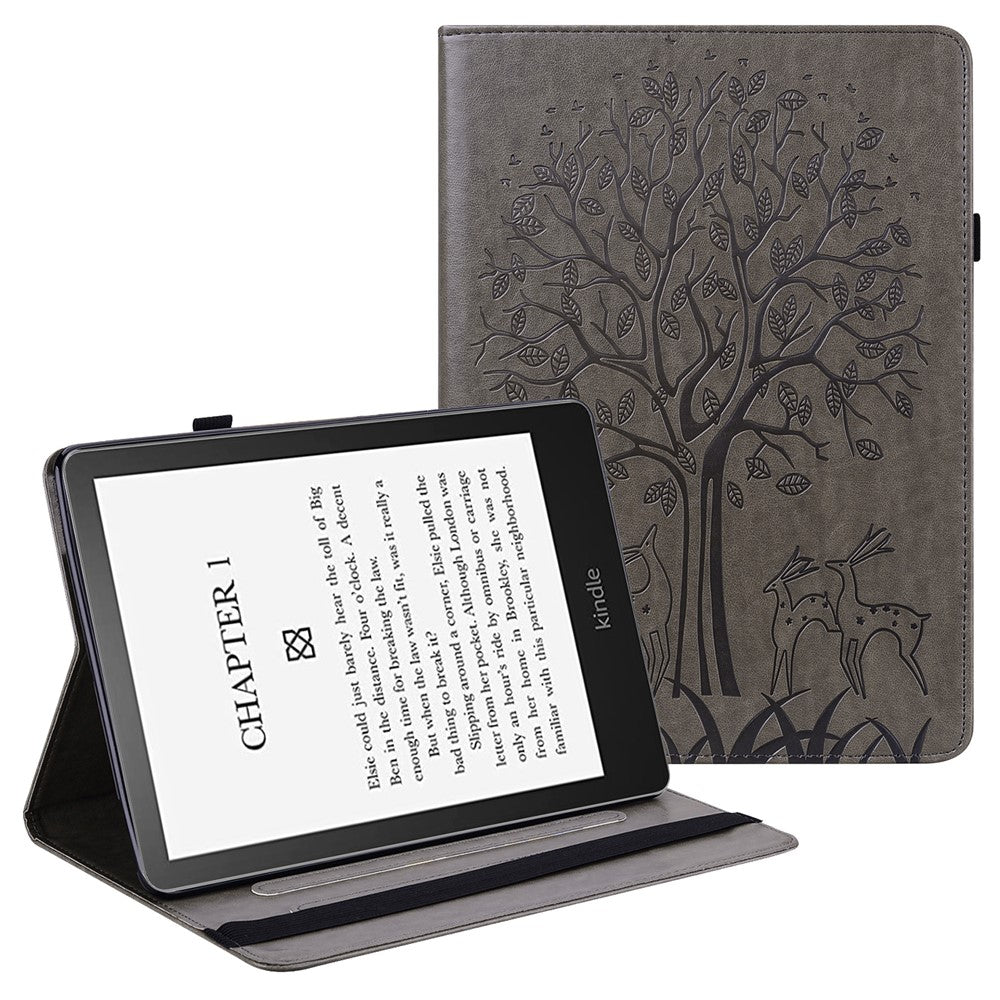 Tree Deer Imprinted PU Leather Stand Smart Auto Sleep / Wake Case with Card Slots for Amazon Kindle Paperwhite 5 (2021)