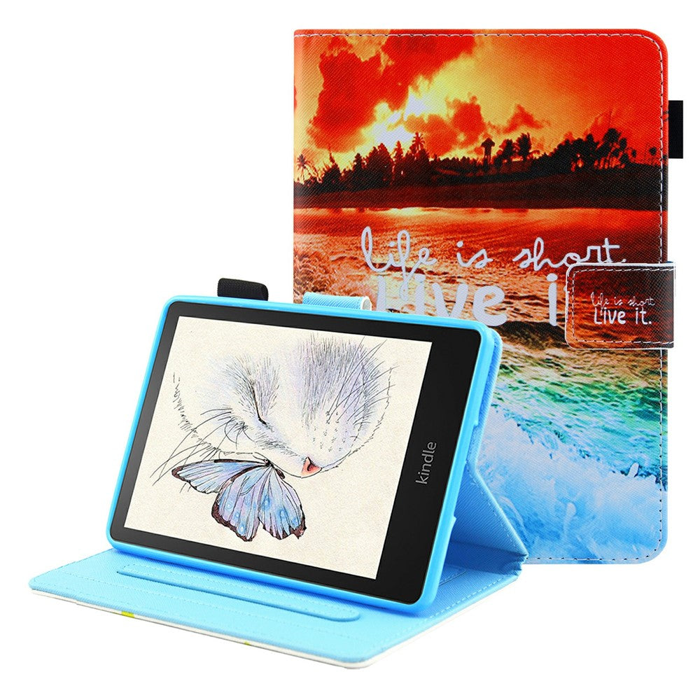 Pattern Printing Stand Card Holder PU Leather Case Cover with Auto Wake/Sleep for Amazon Kindle Paperwhite 5 (2021)
