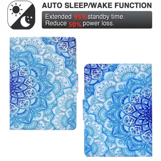 For Amazon Kindle Paperwhite 5 (2021) Fashionable Pattern Printing Tablet Leather Case Anti-scratch Card Holder Shell with Stand