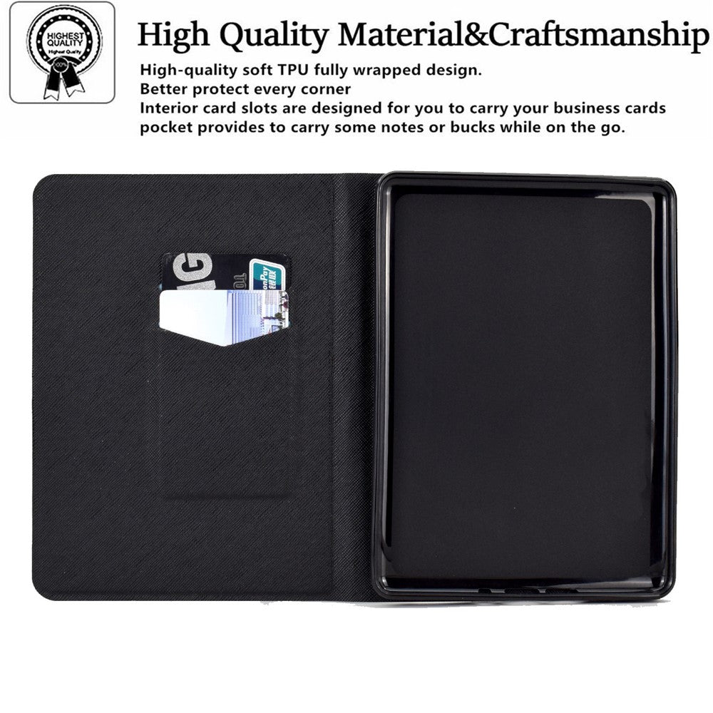 For Amazon Kindle Paperwhite 5 (2021) Fashionable Pattern Printing Tablet Leather Case Anti-scratch Card Holder Shell with Stand