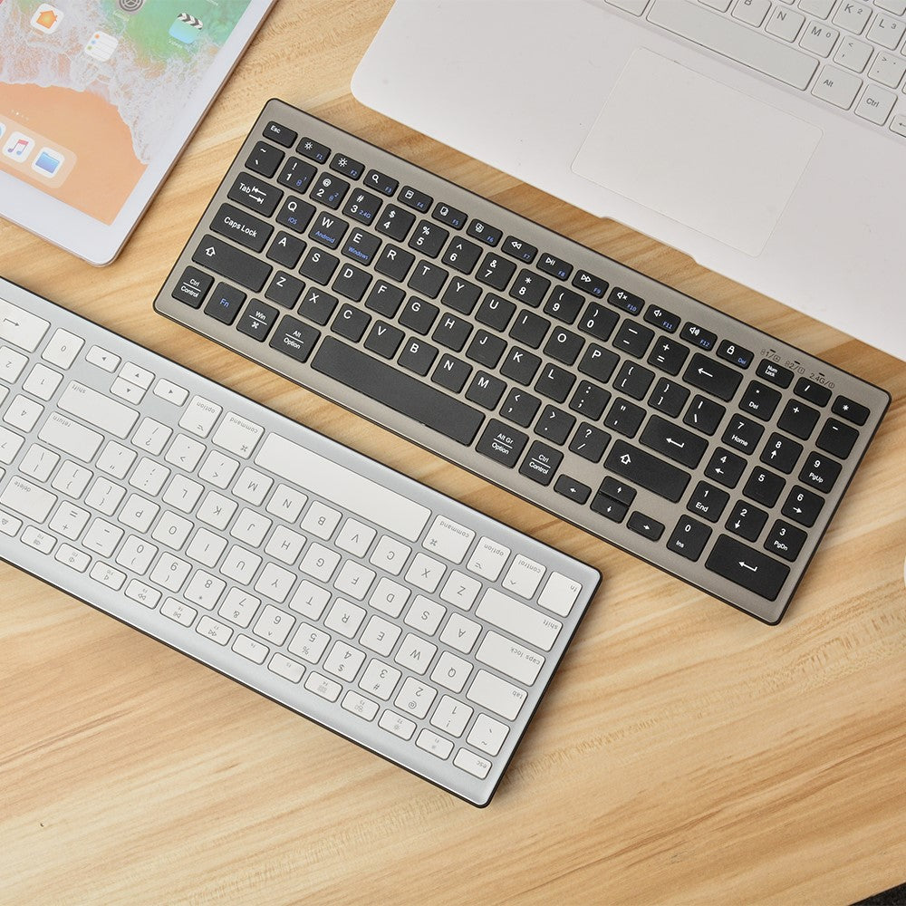 168 2.4G+Dual Bluetooth-compatible 95-Key Two Zones Battery Operated Wireless Keyboard for Apple Android Windows