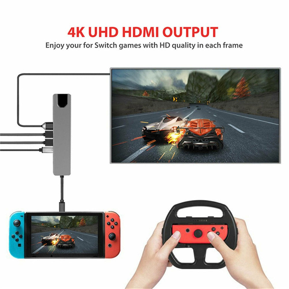 6 in 1 USB Type-C Hub Adapter Dock with 4K HDMI PD RJ45 Ethernet Card Reader