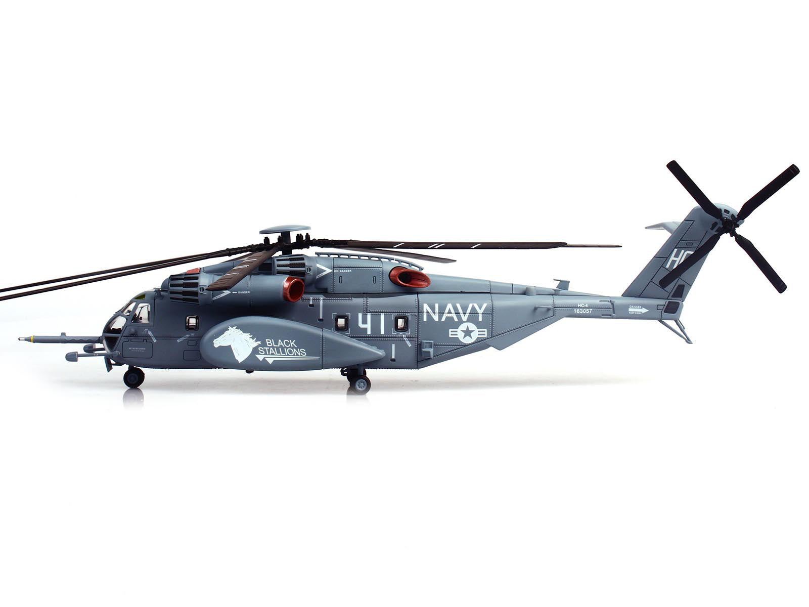 Sikorsky MH-53E Sea Dragon Helicopter "United States Navy Black Stallions Tail Number 41" Light Gray 1/72 Diecast Model by Panzerkampf