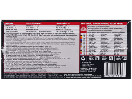 Level 4 Model Kit Jim Hopper's 1985 Chevrolet K5 Blazer "Stranger Things" (2016-Current) TV Series 1/25 Scale Model by Revell