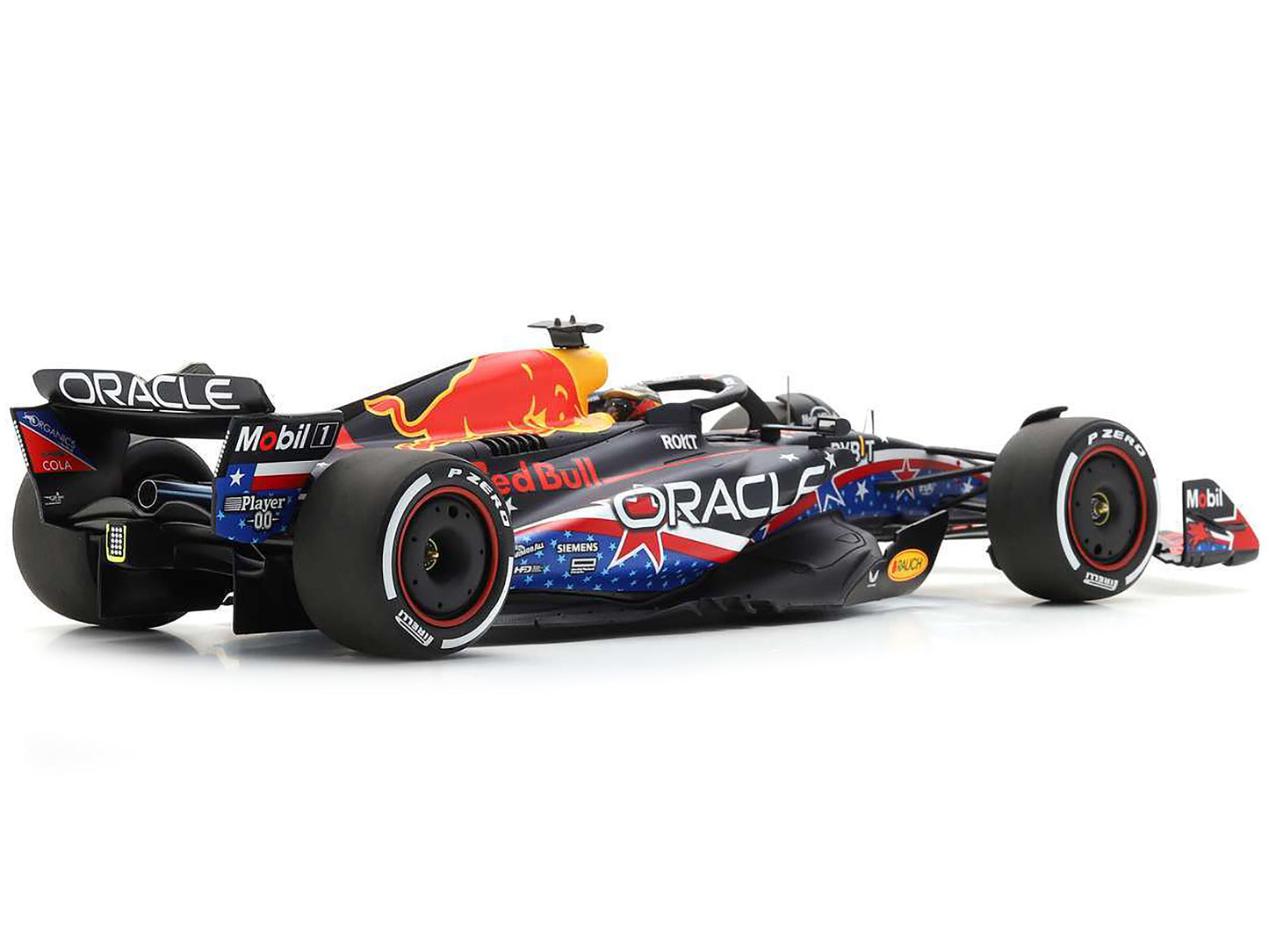 Red Bull Racing RB19 #1 Max Verstappen "Oracle" Winner Formula One F1 "United States GP" (2023) and Acrylic Display Case 1/18 Model Car by Spark