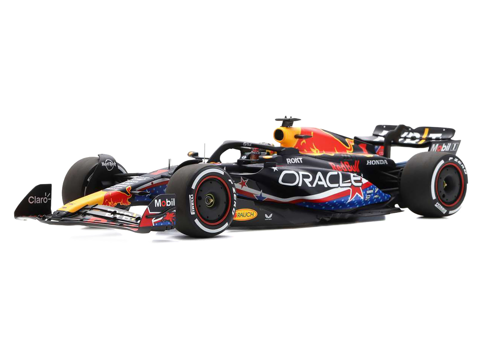 Red Bull Racing RB19 #1 Max Verstappen "Oracle" Winner Formula One F1 "United States GP" (2023) and Acrylic Display Case 1/18 Model Car by Spark