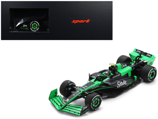 Sauber C44 #24 Zhou Guanyu "Stake F1 Team Kick" Formula One F1 "Bahrain GP" (2024) and Acrylic Display Case 1/18 Model Car by Spark