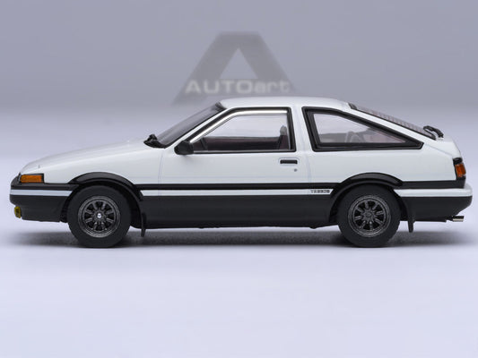 Toyota Sprinter Trueno (AE86) RHD (Right Hand Drive) White with Graphics "Initial D" (1998-2021) TV Series 1/64 Diecast Model Car by Autoart