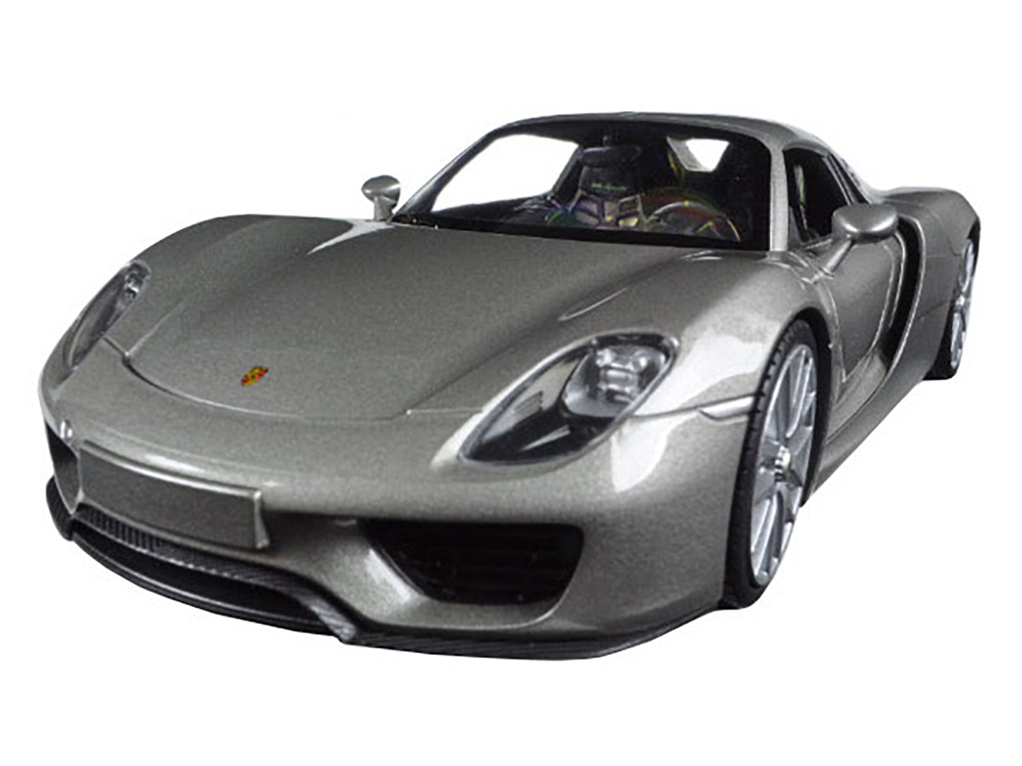 Porsche 918 Spyder Silver Closed Roof 1/24 Diecast Model Car by Welly