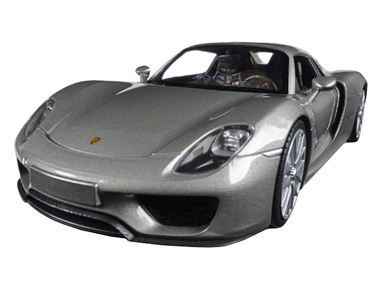 Porsche 918 Spyder Silver Closed Roof 1/24 Diecast Model Car by Welly
