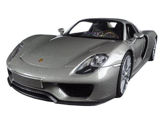 Porsche 918 Spyder Silver Closed Roof 1/24 Diecast Model Car by Welly