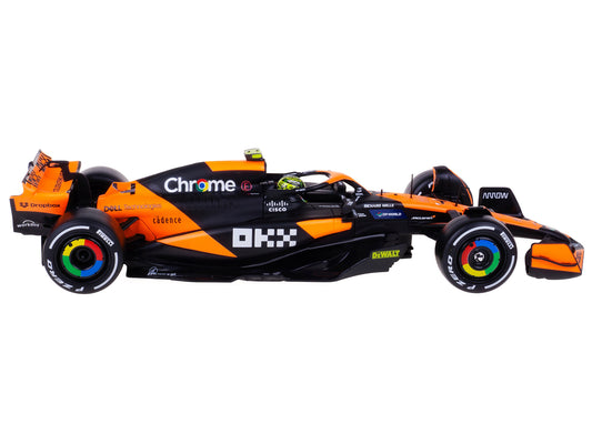 McLaren MCL38 #4 Lando Norris "OKX" Winner Formula One F1 "Miami GP" (2024) with Display Case 1/24 Diecast Model Car by Bburago