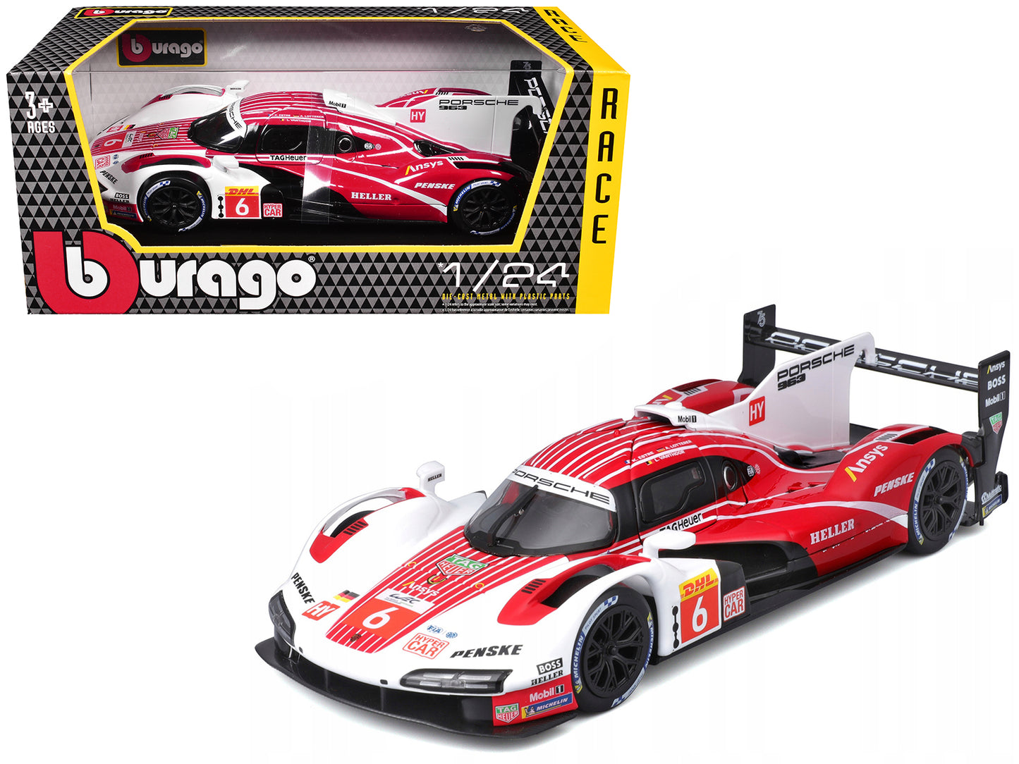 Porsche 963 #6 Kevin Estre - Andre Lotterer - Laurens Vanthoor "Porsche Penske Motorsport" Winner "FIA World Endurance Championship" (2024) 1/24 Diecast Model Car by Bburago