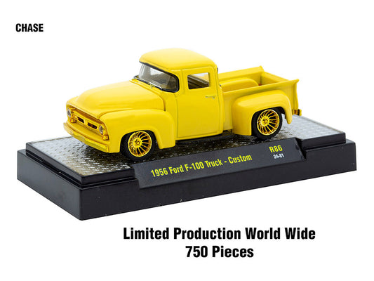 "Auto Meets" Set of 6 Cars IN DISPLAY CASES Release 86 Limited Edition 1/64 Diecast Model Cars by M2 Machines