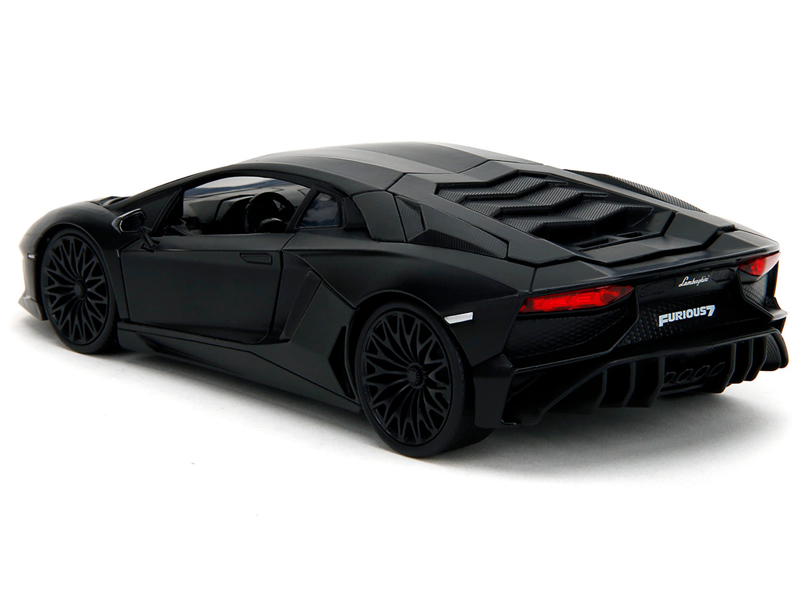 Shaw's Lamborghini Aventador Matt Black "Furious 7" (2015) Movie "Fast & Furious" Series 1/24 Diecast Model Car by Jada