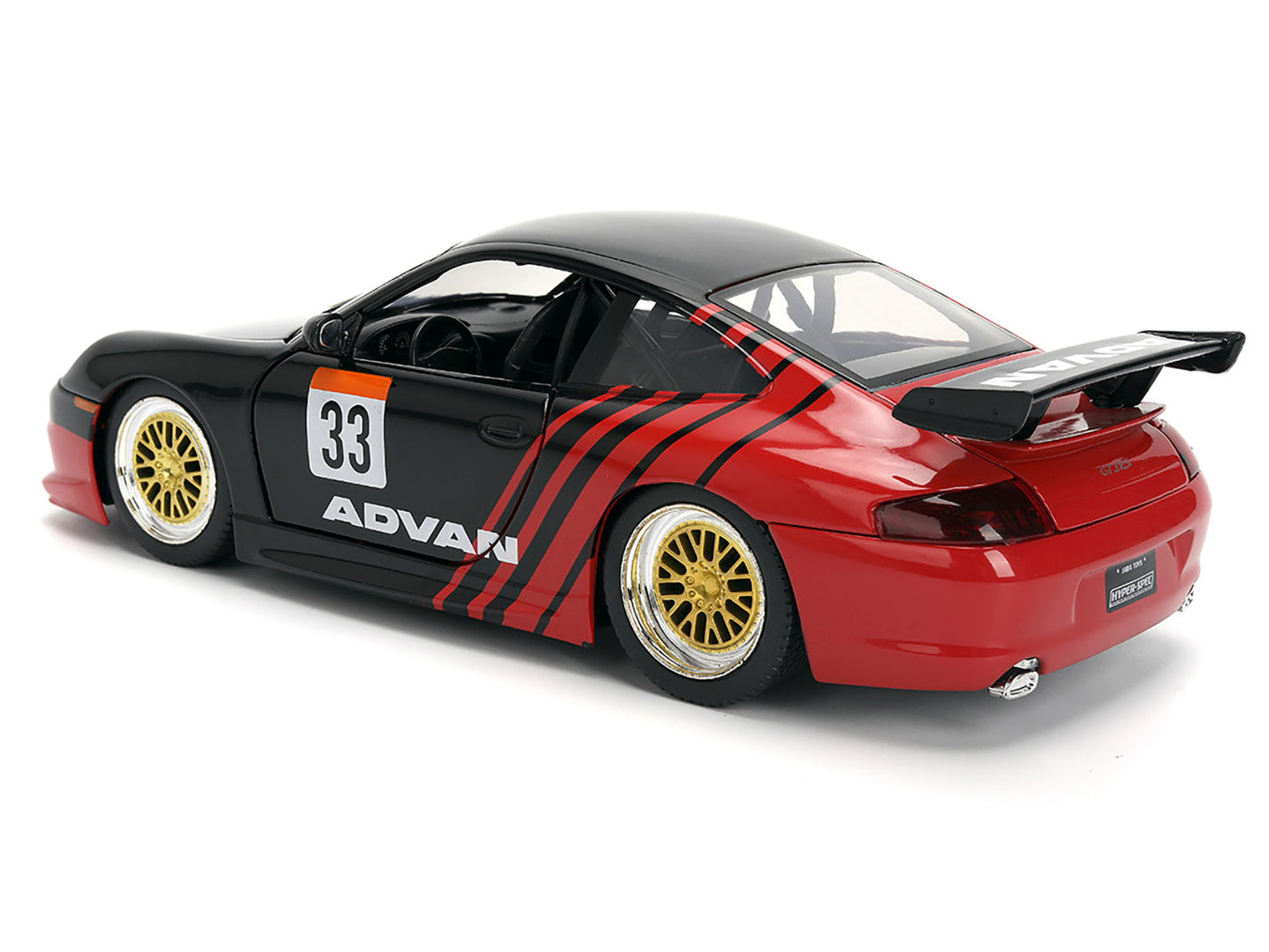 Porsche 911 GT3 RS (996) #33 "ADVAN" Black and Red "Hyper-Spec" Series 1/24 Diecast Model Car by Jada