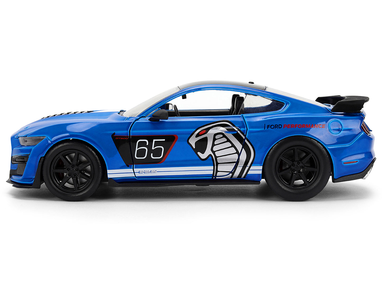 2020 Ford Mustang Shelby GT500 #65 "Ford Performance" Blue with Black Top and White Stripes "Bigtime Muscle" Series 1/24 Diecast Model Car by Jada