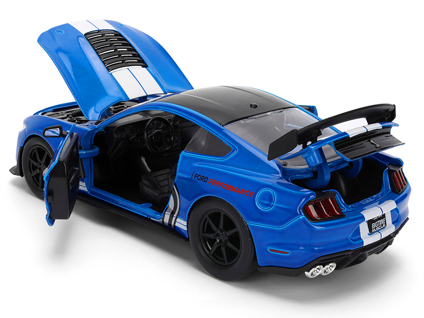 2020 Ford Mustang Shelby GT500 #65 "Ford Performance" Blue with Black Top and White Stripes "Bigtime Muscle" Series 1/24 Diecast Model Car by Jada