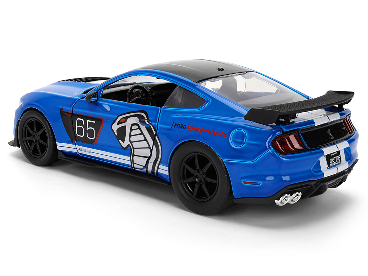 2020 Ford Mustang Shelby GT500 #65 "Ford Performance" Blue with Black Top and White Stripes "Bigtime Muscle" Series 1/24 Diecast Model Car by Jada