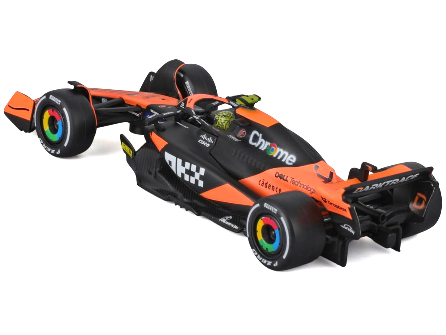 McLaren MCL38 #4 Lando Norris "OKX" Winner Formula One F1 "Miami GP" (2024) with Driver Figure and Display Case "Race" Series 1/43 Diecast Model Car by Bburago