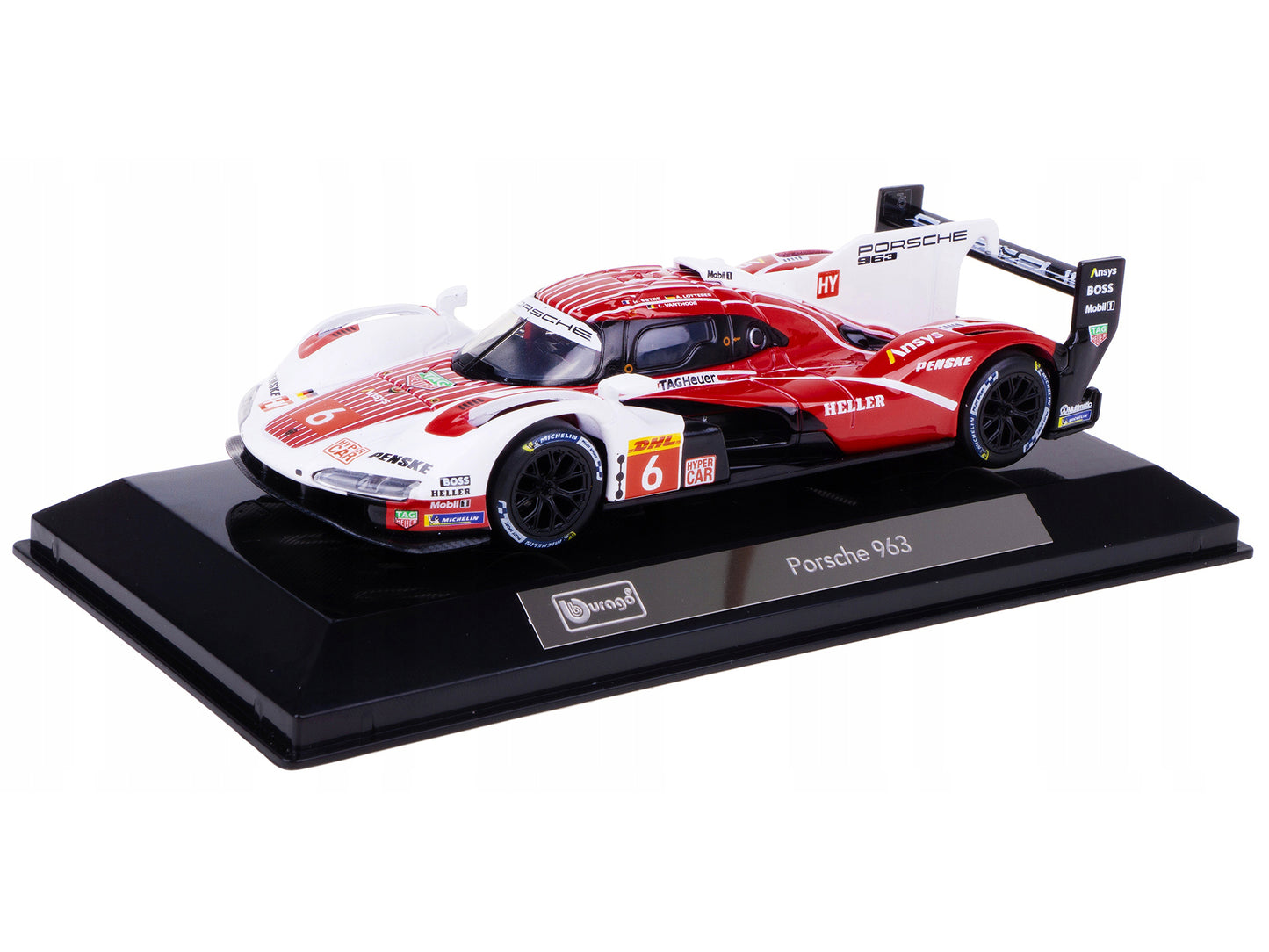 Porsche 963 #6 Kevin Estre - Andre Lotterer - Laurens Vanthoor "Porsche Penske Motorsport" Drivers' Winner "FIA World Endurance Championship" (2024) with Display Case "Race" Series 1/43 Diecast Model Car by Bburago