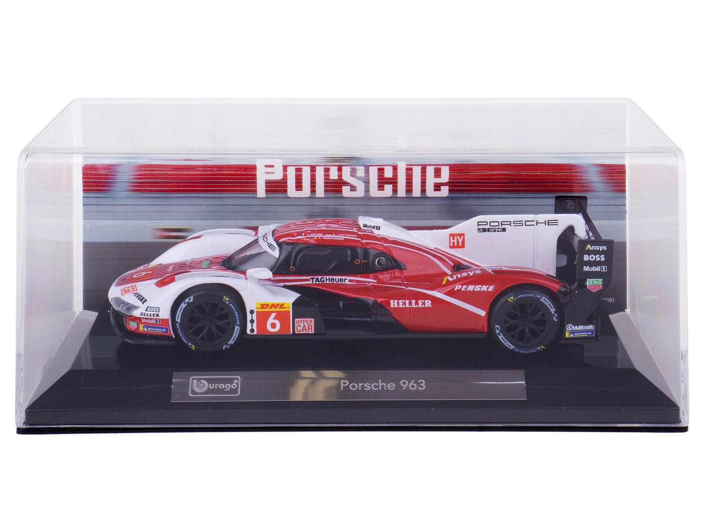 Porsche 963 #6 Kevin Estre - Andre Lotterer - Laurens Vanthoor "Porsche Penske Motorsport" Drivers' Winner "FIA World Endurance Championship" (2024) with Display Case "Race" Series 1/43 Diecast Model Car by Bburago