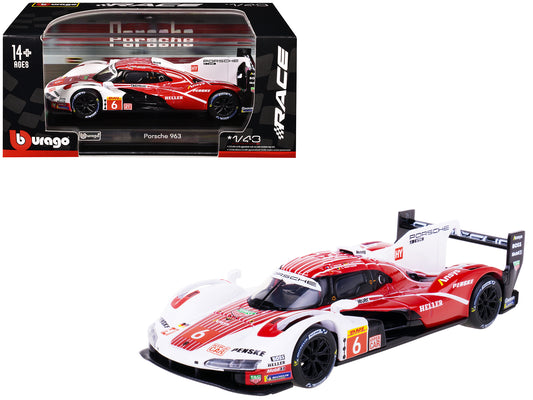 Porsche 963 #6 Kevin Estre - Andre Lotterer - Laurens Vanthoor "Porsche Penske Motorsport" Drivers' Winner "FIA World Endurance Championship" (2024) with Display Case "Race" Series 1/43 Diecast Model Car by Bburago