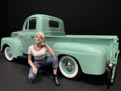 Car Girl in Tee Michelle Figurine for 1/24 Scale Models by American Diorama