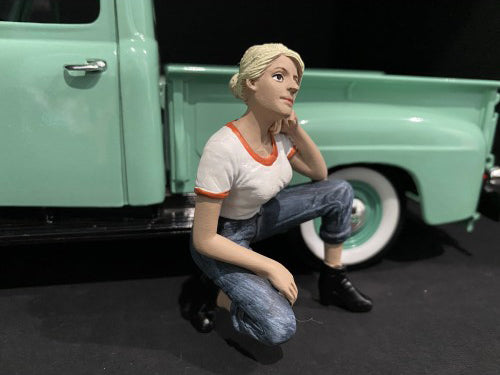 Car Girl in Tee Michelle Figurine for 1/24 Scale Models by American Diorama