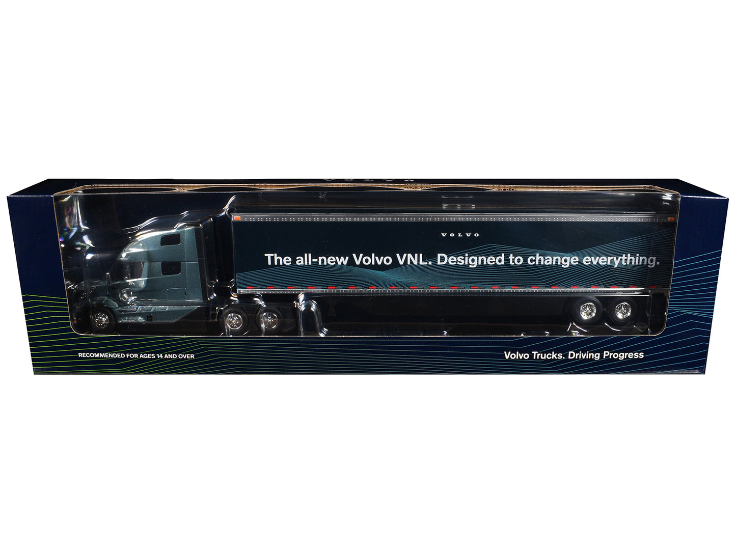 Volvo VNL 860 High-Roof Sleeper and 53' Trailer with Skirts Coastal Mist Gray Metallic 1/50 Diecast Model by First Gear