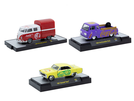 "Coca-Cola" Set of 3 pieces Release 53 Limited Edition to 10000 pieces Worldwide 1/64 Diecast Model Cars by M2 Machines