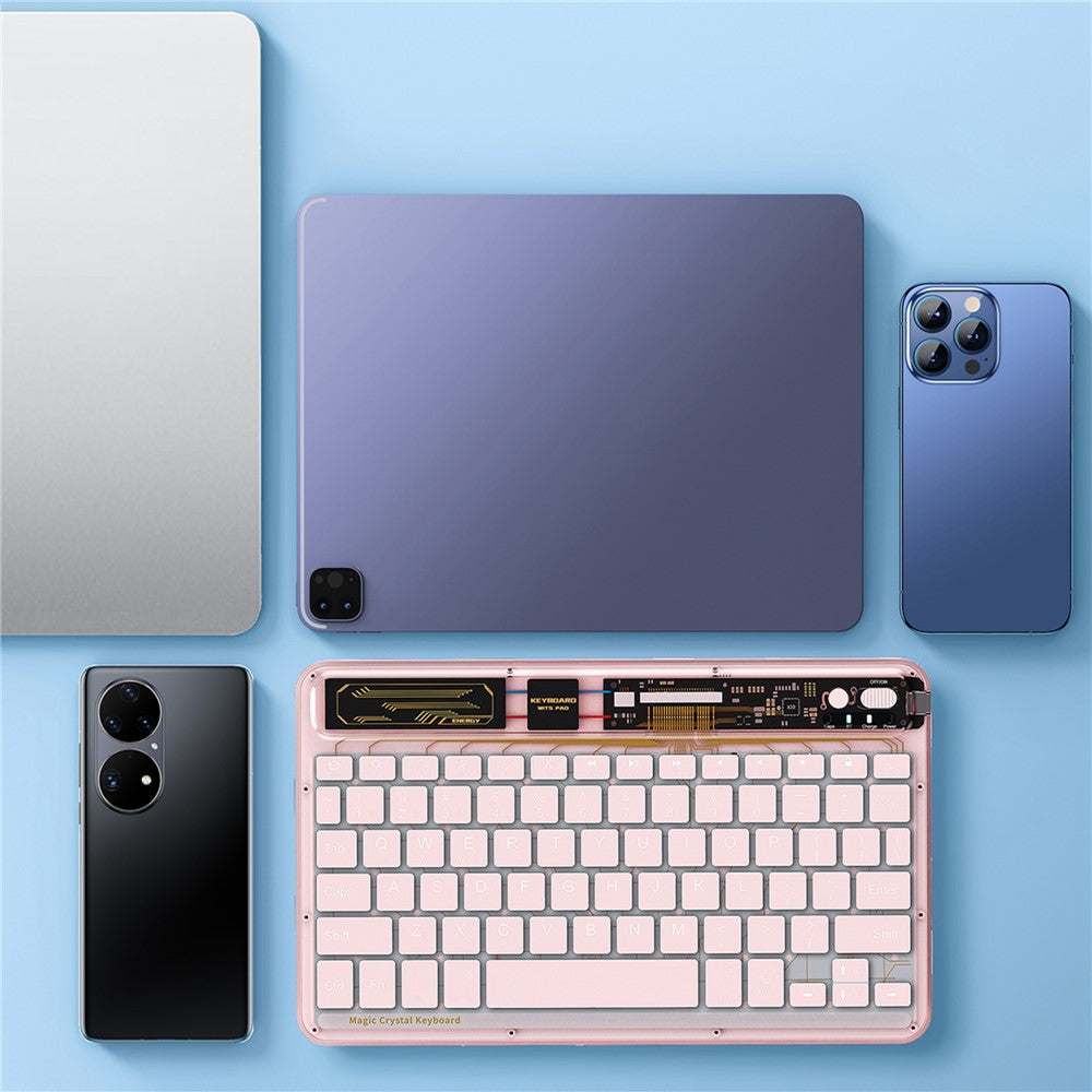 BENWIS OT-CKB-WH Crystal Keyboard Ultra Thin 78-key Bluetooth-compatible Keyboard with Backlit