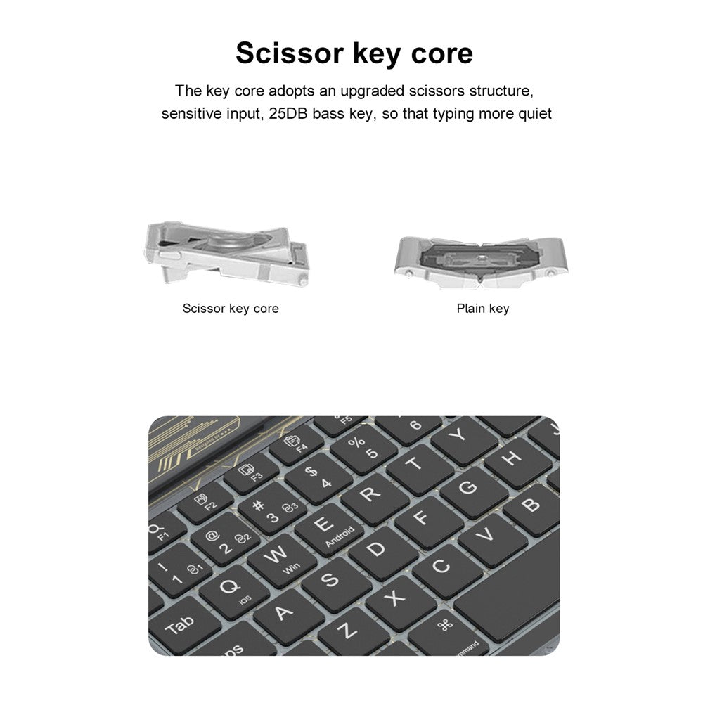 BENWIS OT-CKB-WH Crystal Keyboard Ultra Thin 78-key Bluetooth-compatible Keyboard with Backlit
