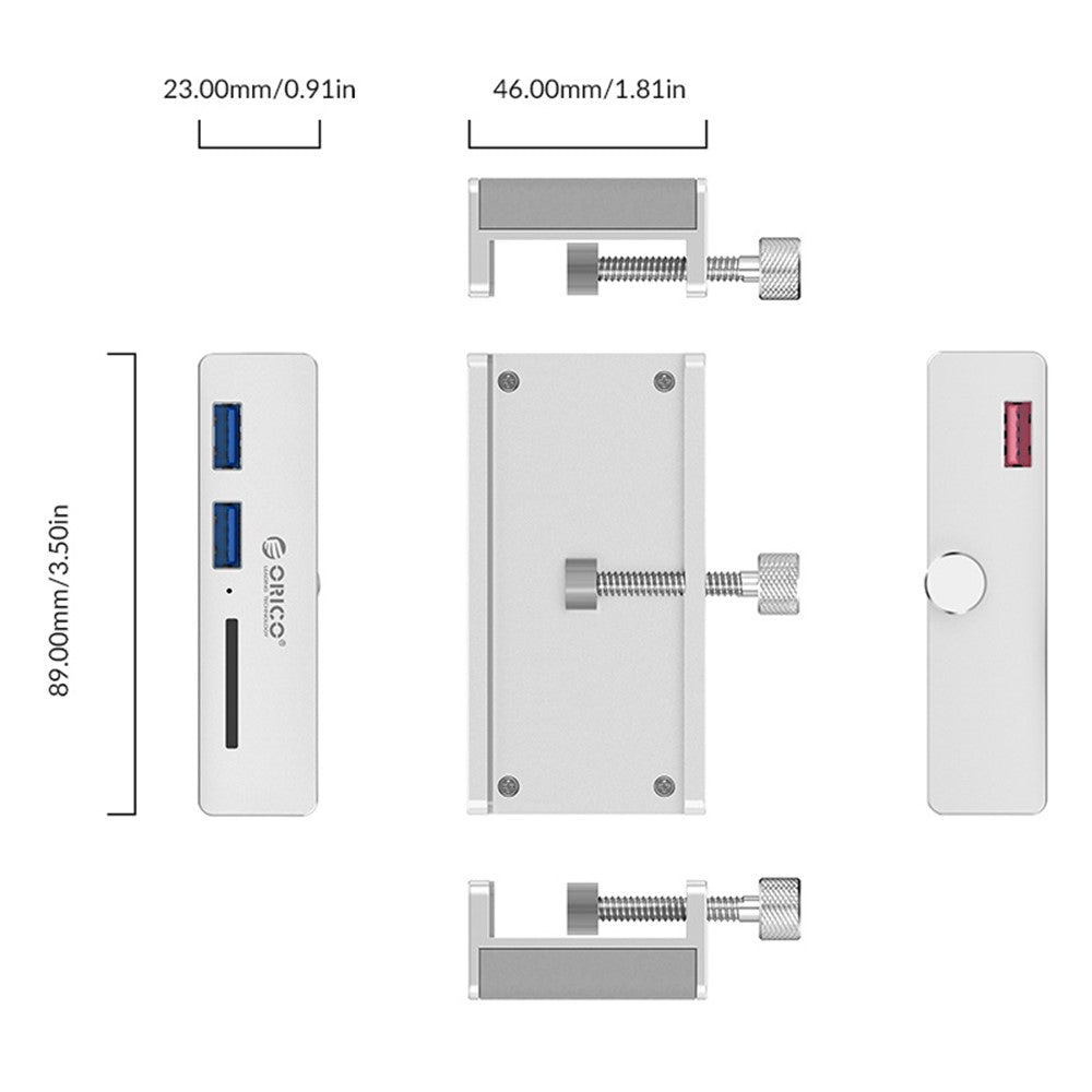 ORICO MH2AC Clip-type USB 3.0 Hub with Card Reader